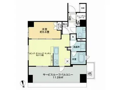 パークハウス市谷二十騎町(1LDK/3階)の間取り写真