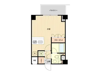 萩中イースト(1K/2階)の間取り写真