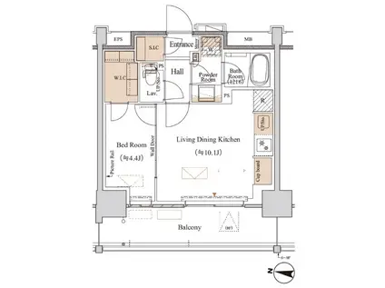 ブランシエスタ木場(1LDK/8階)の間取り写真
