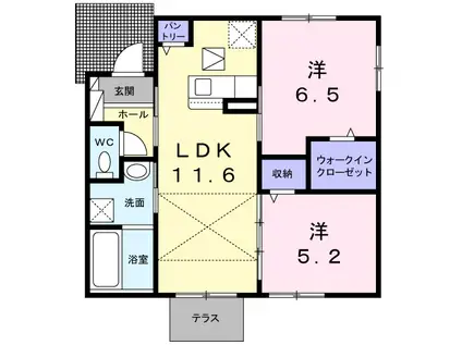 阪和線 久米田駅 徒歩7分 1階建 築5年(2LDK)の間取り写真