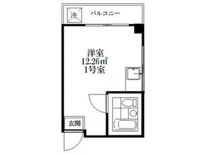 ホワイトエステートB棟(ワンルーム/2階)の間取り写真