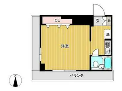 シャルマン高砂Ⅱ(1K/3階)の間取り写真