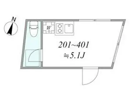 TRIAS215(1K/2階)の間取り写真