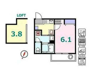 シュガール御所山ONE(1K/2階)の間取り写真