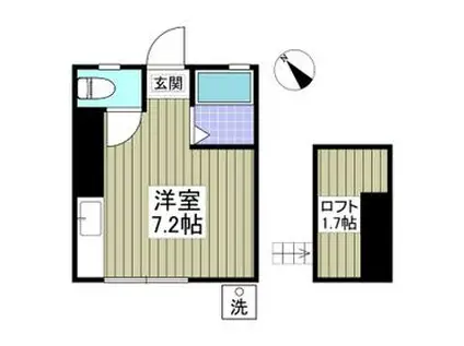 シャトー青葉(ワンルーム/1階)の間取り写真