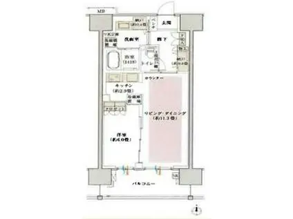 デュオセーヌ柏の葉キャンパス(1LDK/13階)の間取り写真