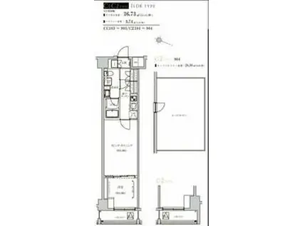 WEAVE BASE ITABASHI HONCHO 板橋本(1LDK/8階)の間取り写真
