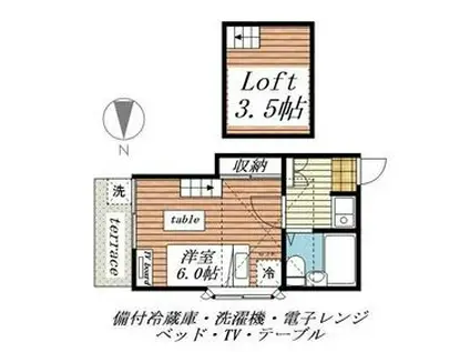 忠節第3レジデンス(1K/2階)の間取り写真