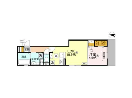 エスポワメゾン烏丸北大路(1LDK/1階)の間取り写真