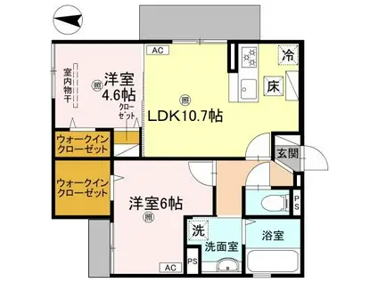 エスポワメゾン烏丸北大路(2LDK/1階)の間取り写真