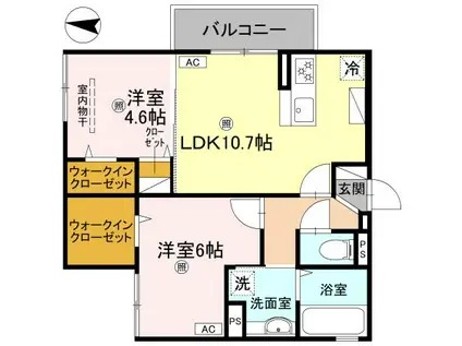 エスポワメゾン烏丸北大路(2LDK/2階)の間取り写真