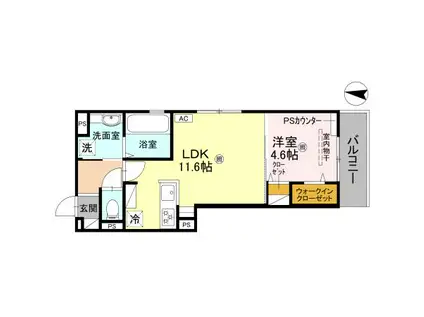 エスポワメゾン烏丸北大路(1LDK/3階)の間取り写真