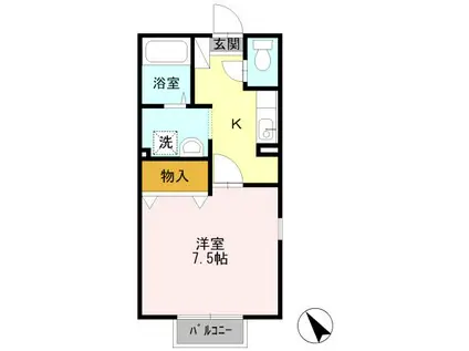 ワンズガーデンⅡ(1K/2階)の間取り写真