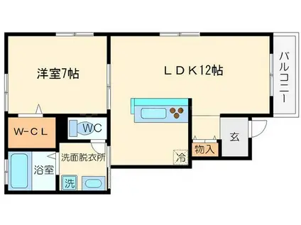 パサージュ須賀の森(1LDK/1階)の間取り写真