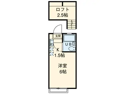 ムーンシャトル(ワンルーム/1階)の間取り写真