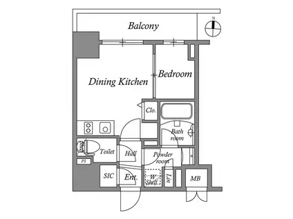 テラス押上(1DK/6階)の間取り写真