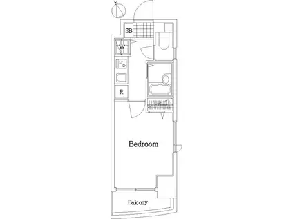メインステージ麻布十番(1K/2階)の間取り写真