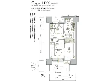 SYFORME KOMAGOME(1DK/9階)の間取り写真