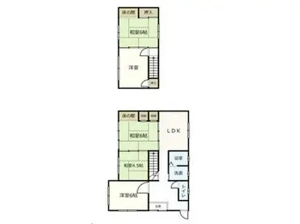 名鉄竹鼻・羽島線 不破一色駅 徒歩2分 2階建 築49年(5LDK)の間取り写真
