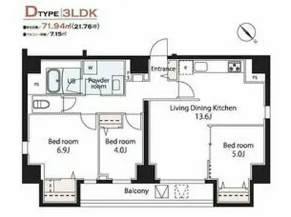 WEAVE BASE -ASUKAYAMA PARK 飛鳥山(3LDK/7階)の間取り写真