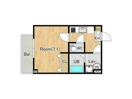 ジーメゾン春日部緑町ルヴェール(1K/1階)の間取り写真