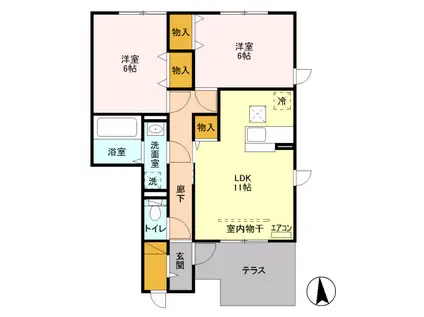 ソラーナ(2LDK/1階)の間取り写真