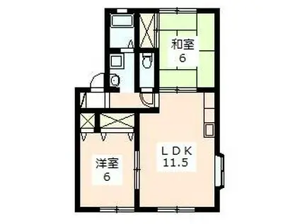 ヴィラ・サザンクロス(2LDK/1階)の間取り写真