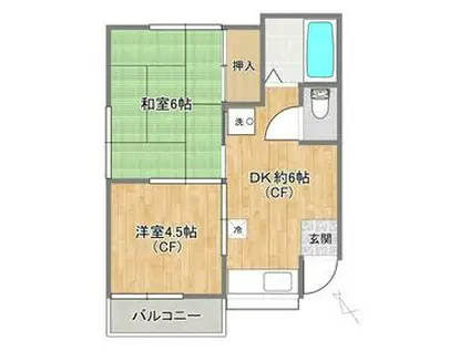 舩木コーポ(2DK/2階)の間取り写真