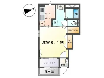 RH 柳川(1K/1階)の間取り写真