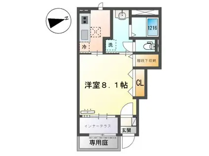 RH 柳川(1K/1階)の間取り写真