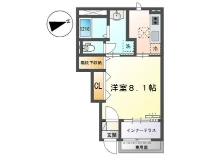 RH 柳川(1K/1階)の間取り写真