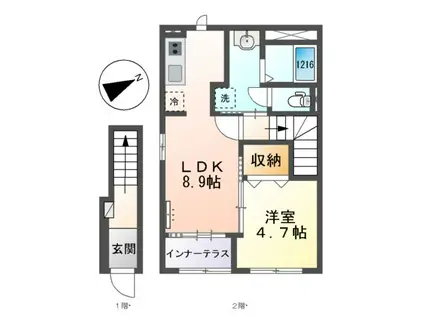 RH 柳川(1LDK/2階)の間取り写真