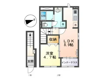 RH 柳川(1LDK/2階)の間取り写真