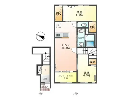 YS RESIDENCE板付(2LDK/2階)の間取り写真