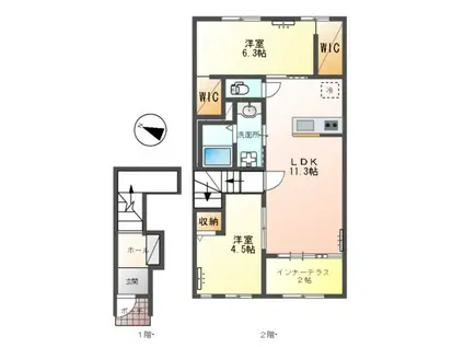 YS RESIDENCE板付(2LDK/2階)の間取り写真