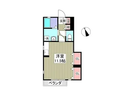 スクエア駅南B棟(ワンルーム/1階)の間取り写真