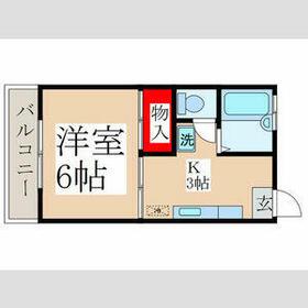ヴィラローゼひばりヶ丘(1K/1階)の間取り写真