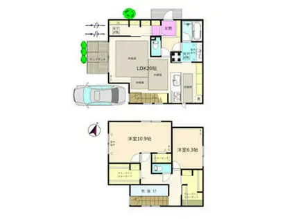 小田急電鉄江ノ島線 鶴間駅 徒歩12分 2階建 築4年(2SLDK)の間取り写真