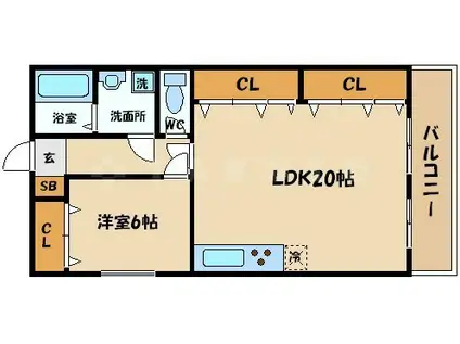 サンパーク共和(1LDK/3階)の間取り写真