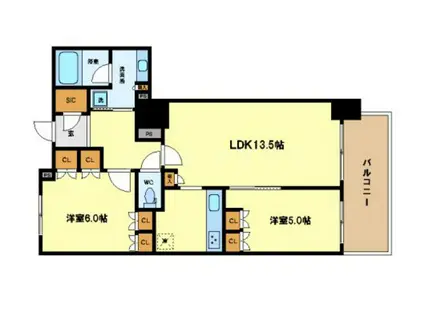 大阪福島タワー(2LDK/11階)の間取り写真