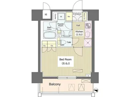 I-SUITE HIGASHINAKAN(1K/2階)の間取り写真
