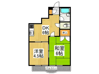 ジェネシスパ-トⅡ(2DK/2階)の間取り写真