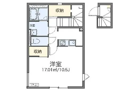 レオネクストブラウネスハイムⅢ(1K/2階)の間取り写真