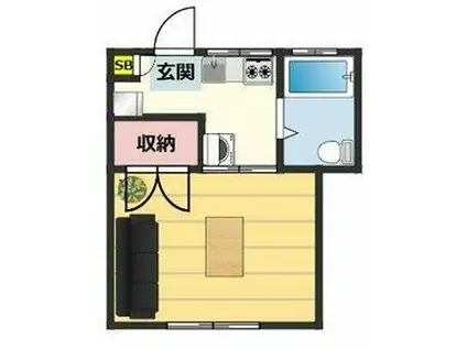 サンホワイト(1K/1階)の間取り写真