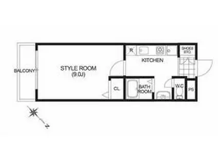 ブロッサムガーデン BROSSAM GARDEN(1K/2階)の間取り写真