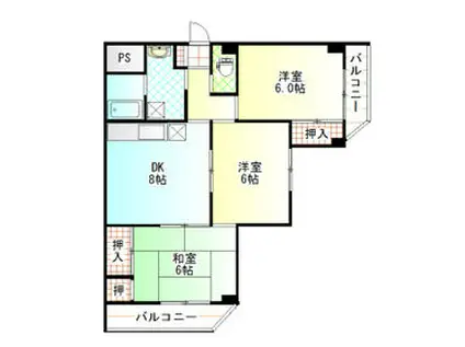 サンモデール上祖師谷(3DK/3階)の間取り写真