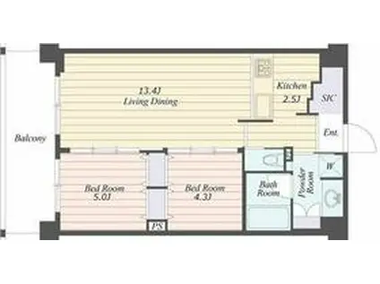 ART RESIDENCE IN OOTAKA-NO-MOR(2LDK/3階)の間取り写真