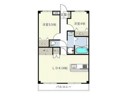 ロイヤルレジデンス(2LDK/3階)の間取り写真