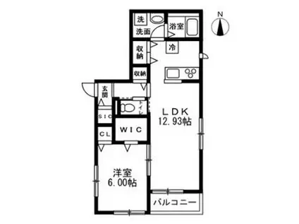 川越市木野目計画 A棟(1LDK/3階)の間取り写真