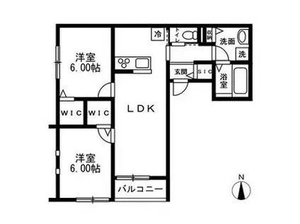 川越市木野目計画 A棟(2LDK/1階)の間取り写真